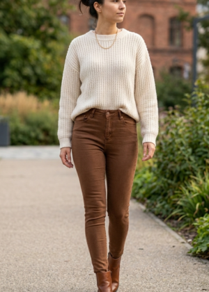 Jeans slim Push-Up Camel femme Taille haute