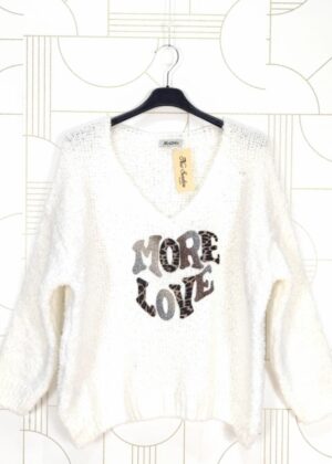 Pull blanc Léopard More Love