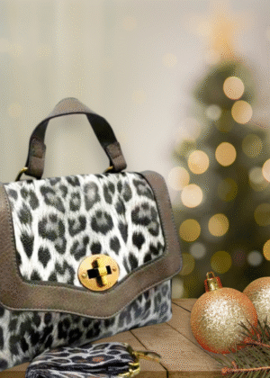 Sac à main Léopard à bandoulière taupe