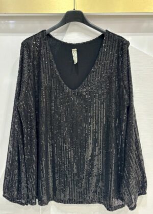 Blouse à sequins col V spécial fête