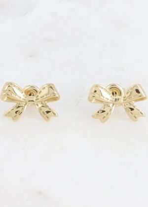 Boucles d’oreilles puces petit noeud papillon couleur or