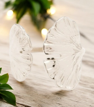 Bague ouverte Sierra double fleur de Ginko couleur Argent