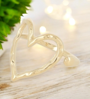 Bague coeur martelé couleur Or