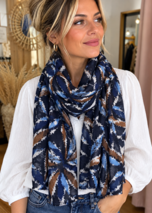 Foulard imprimé Fleurs bleues
