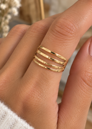 Bague 5 anneaux entrelacés dorée