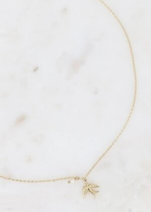 Collier envol d’un oiseau et petite perle d’eau douce