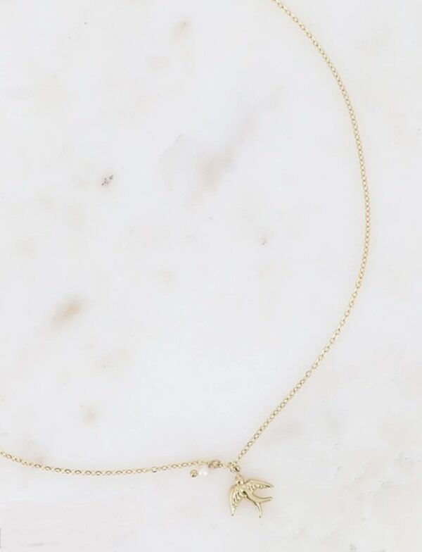 Collier envol d’un oiseau et petite perle d’eau douce