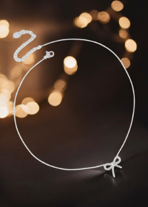 Collier noeud papillon couleur argent en acier inoxydable