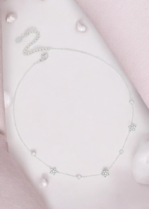 Collier 3 fleurs argent et oxydes de zirconium