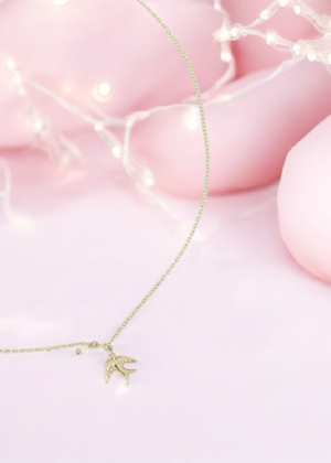 Collier envol d’un oiseau et petite perle d’eau douce