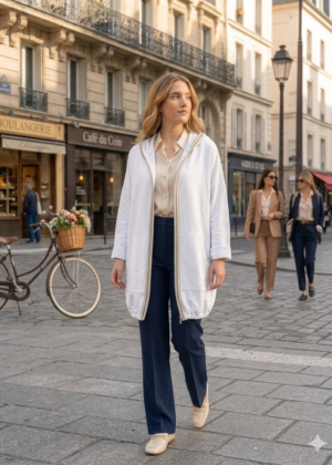 Veste élégante en coton blanc à capuche