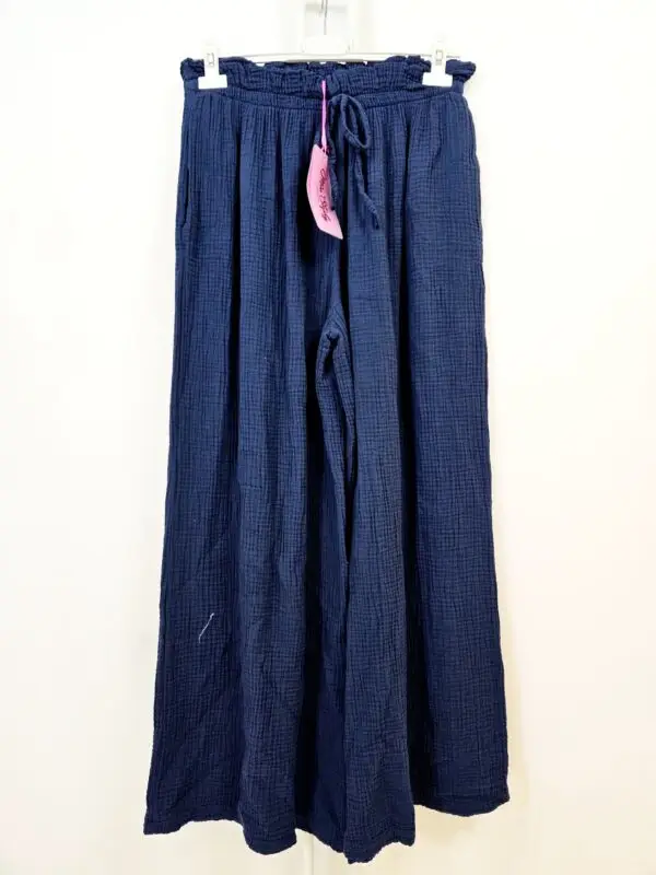 Pantalon femme ample bleu marine Gaz de coton