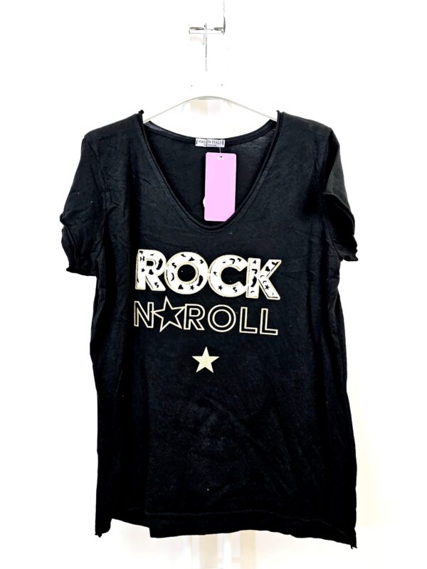 T-Shirt femme Rock noir et doré