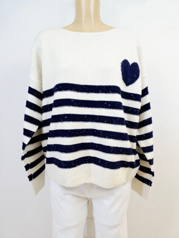Pull marin tout doux cœur femme