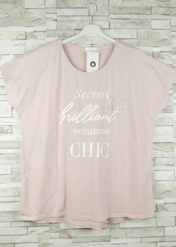 T-shirt Oversize rose imprimé Secrets brilliant