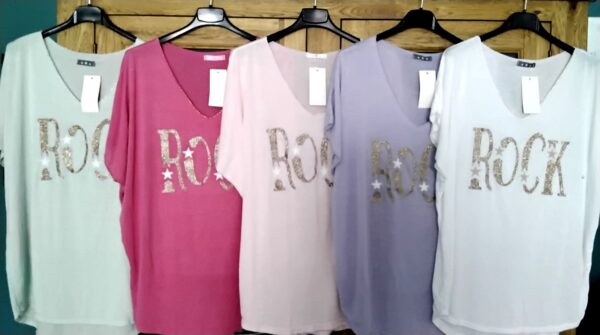 T-shirt Rock doré avec étoiles