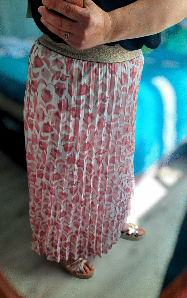 Jupe longue Fleurie Bohême rose