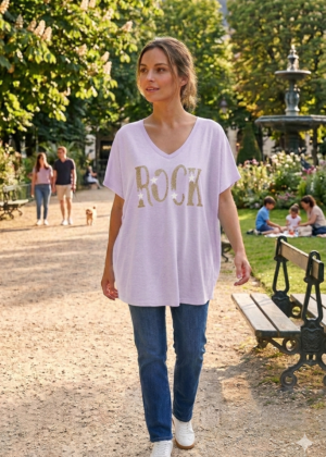 T-shirt Rock Lilas étoiles