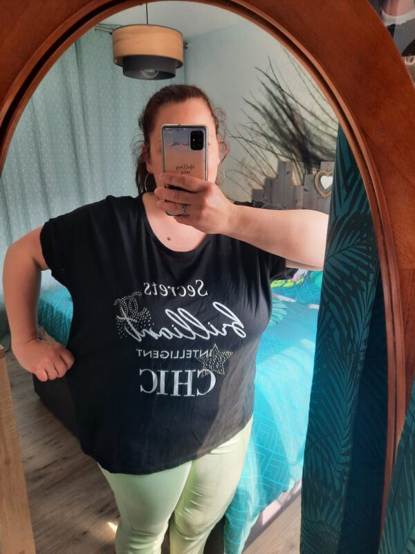 T-shirt Oversize noir imprimé Secrets brilliant