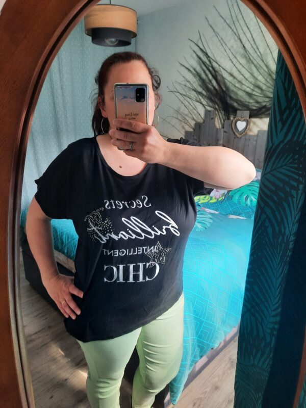 T-shirt Oversize noir imprimé Secrets brilliant