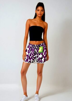 Short imprimé Mauve et blanc