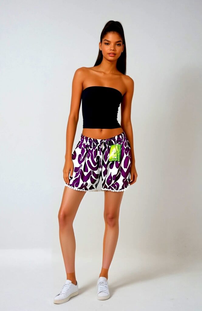 Short imprimé Mauve et blanc