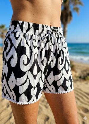 Short femme imprimé Noir et Blanc