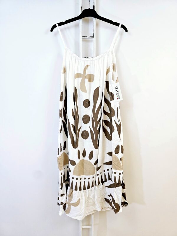 Robe d’été bohème à bretelles fines imprimé Marron et beige