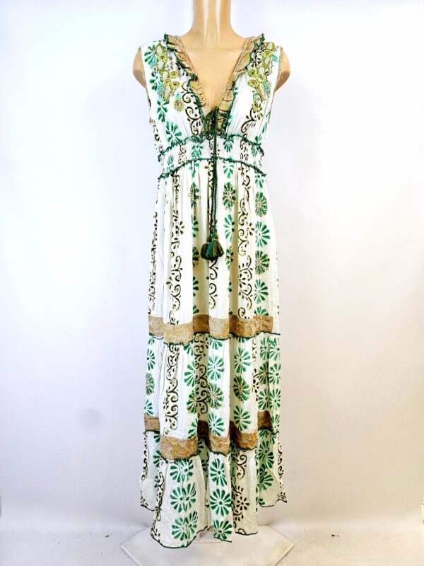 Robe longue Bohême verte