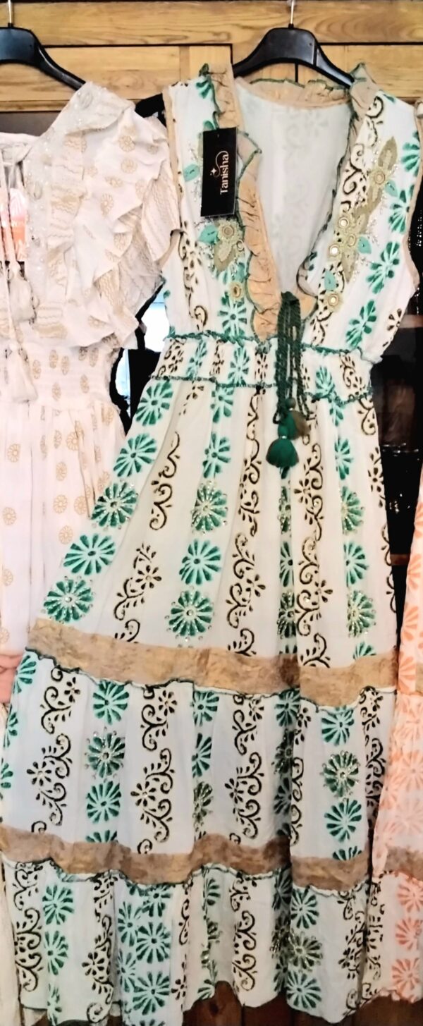 Robe longue Bohême verte