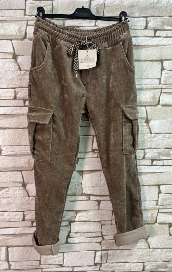 Pantalon Femme cargo velours caramel