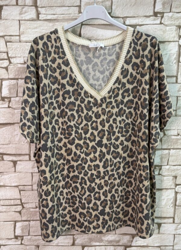 T-shirt Femme Léopard Lurex -Encolure V