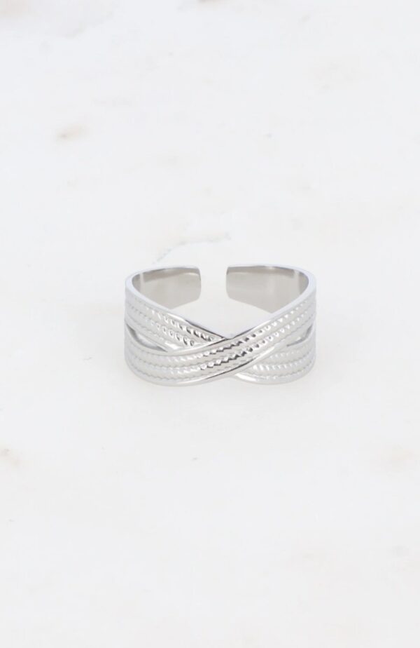 Bague Argentée tressée ajustable – Image 2