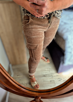 Pantalon Femme cargo velours caramel