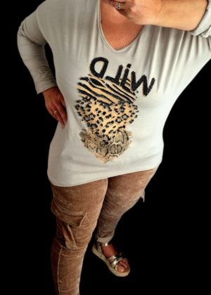 Tunique femme coton imprimé coeur léopard WILD Taille unique 36/46