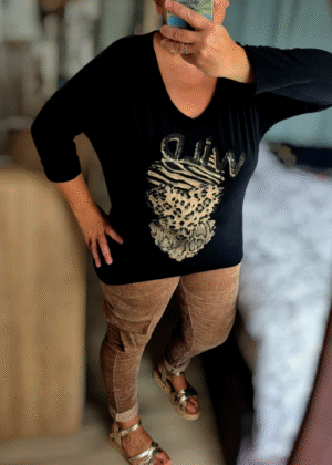 Tunique femme coton imprimé coeur léopard WILD Taille unique 36/46