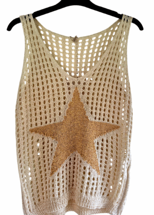 Top en maille dorée femme avec étoile Taille 38/40