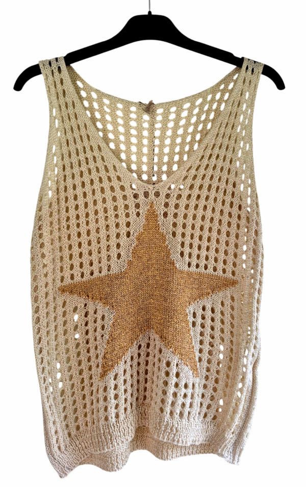 Top en maille dorée femme avec étoile Taille 38/40