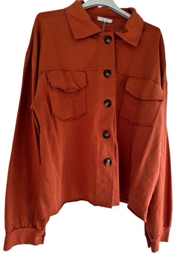 Veste femme à boutons en coton rouille