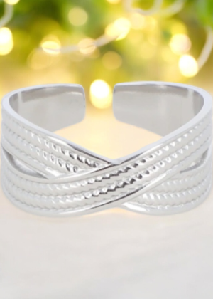 Bague Argentée tressée ajustable