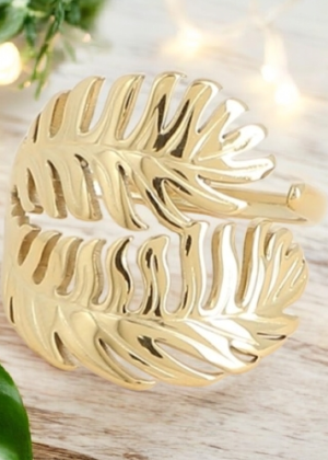 Bague Feuille dorée ajustable