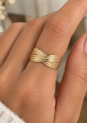Bague Dorée Tressée Ajustable