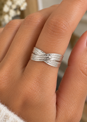 Bague Argentée tressée ajustable