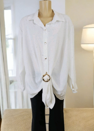 Chemise Blanc Nœud de fête grande taille