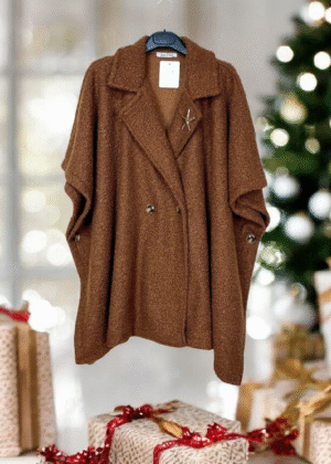 Manteau Poncho Femme Marron