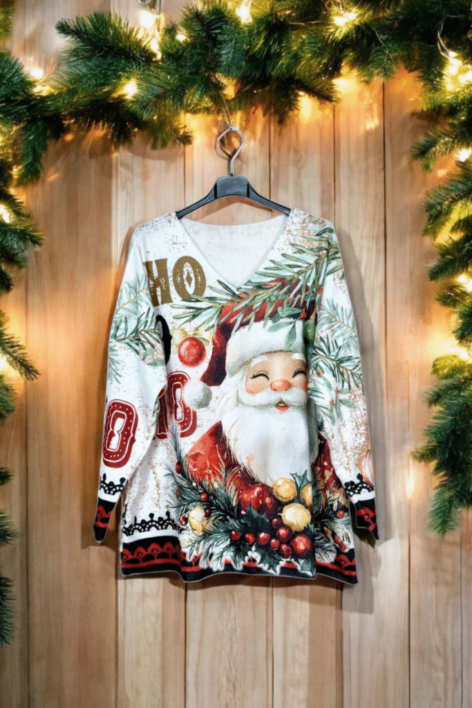 Pull de Noël à motif Père Noël