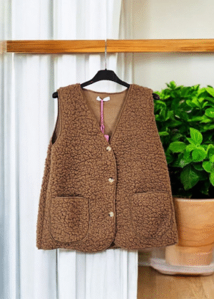 Gilet Laine Bouclée Marron