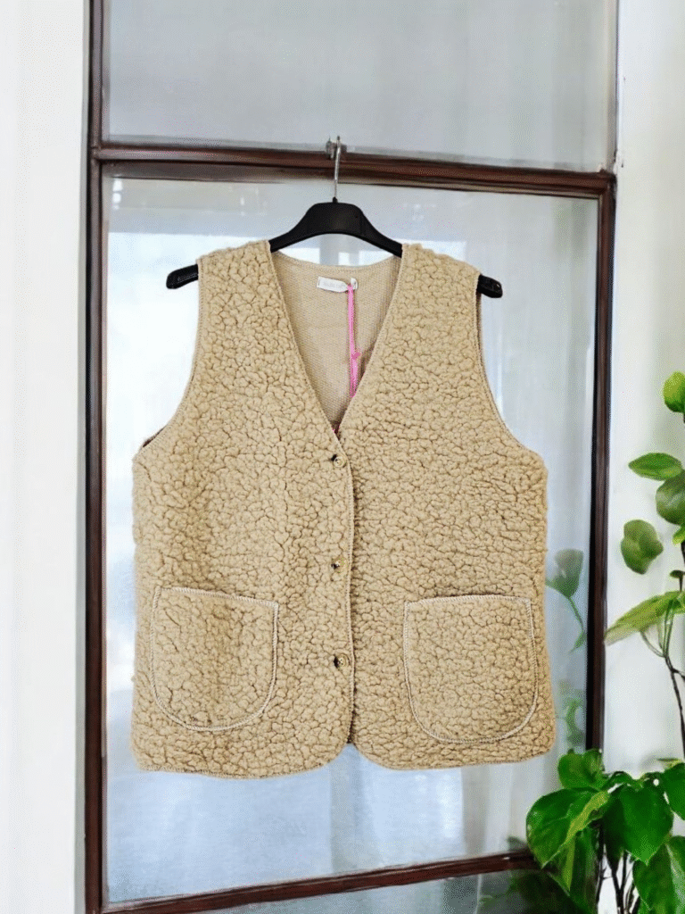 Gilet Laine Bouclée Beige