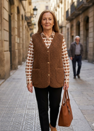 Gilet Laine Bouclée Marron