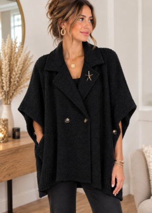 Manteau poncho Femme Noir